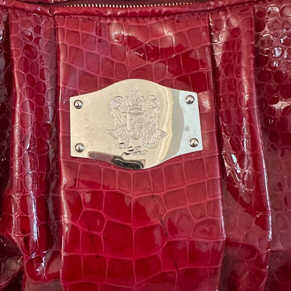Sisti Italian Red Croc-Embossed Patent Leather Shoulder Bag - Picture 2 of 14
